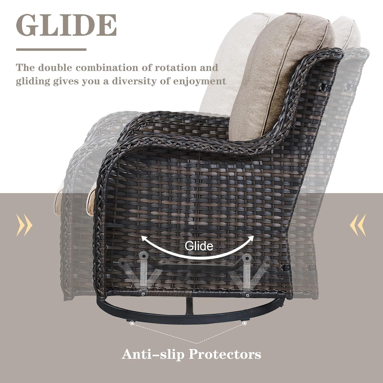 Outdoor Swivel Rcoker Patio Chairs - Outdoor Swivel Patio Chairs Set of 2 Wicker Chair Patio Furniture Sets with Covered Cushion for Porch Deck Balcony Garden, Gray