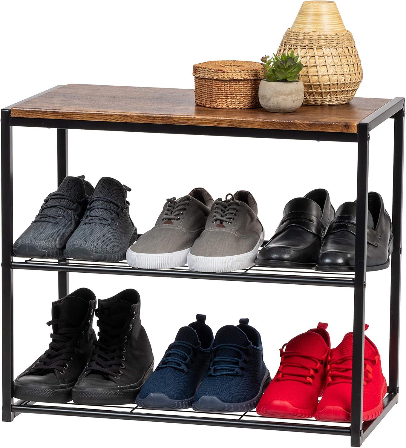 IRIS USA Stackable Freestanding Metal Shoe Racks for Entryway