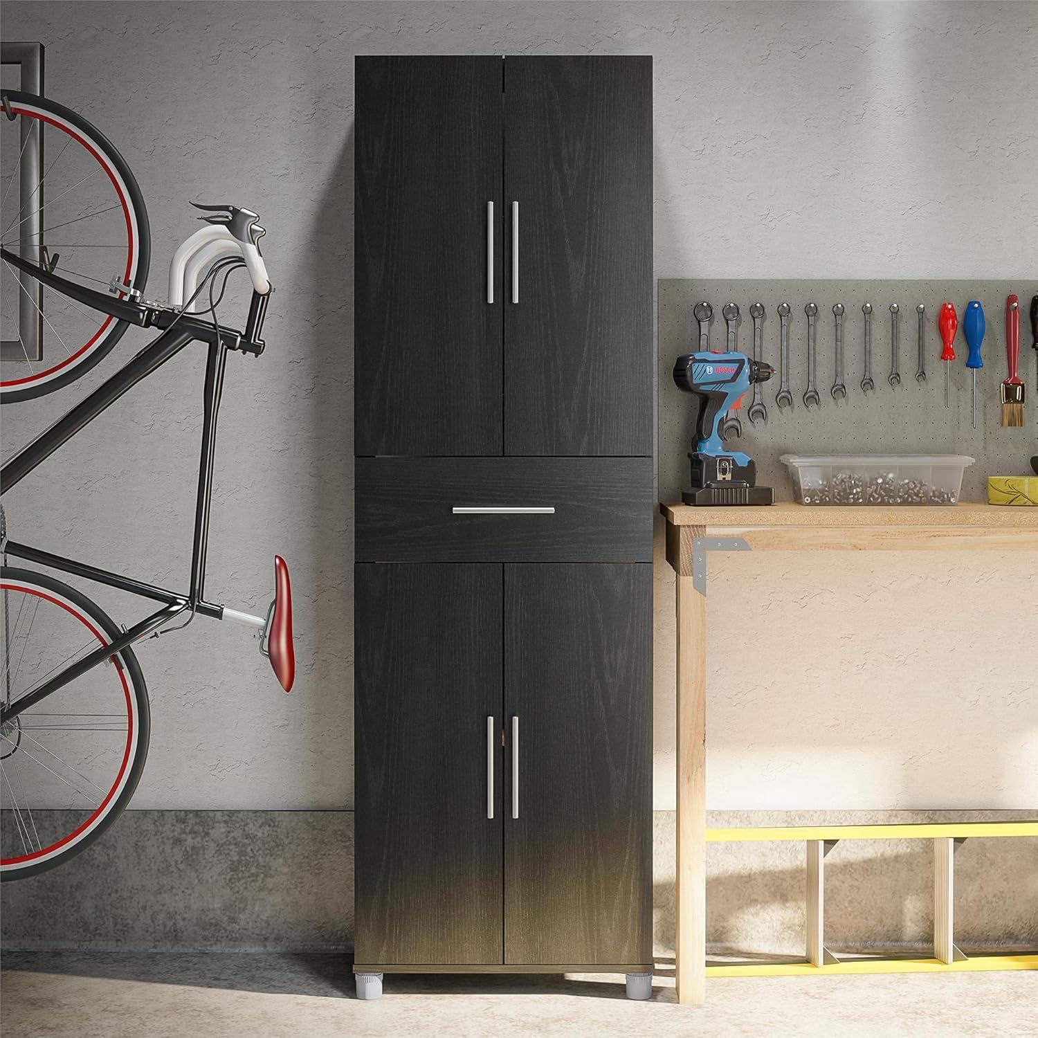 Camberly 4 Door/1 Drawer Storage Cabinet, Graphite Gray