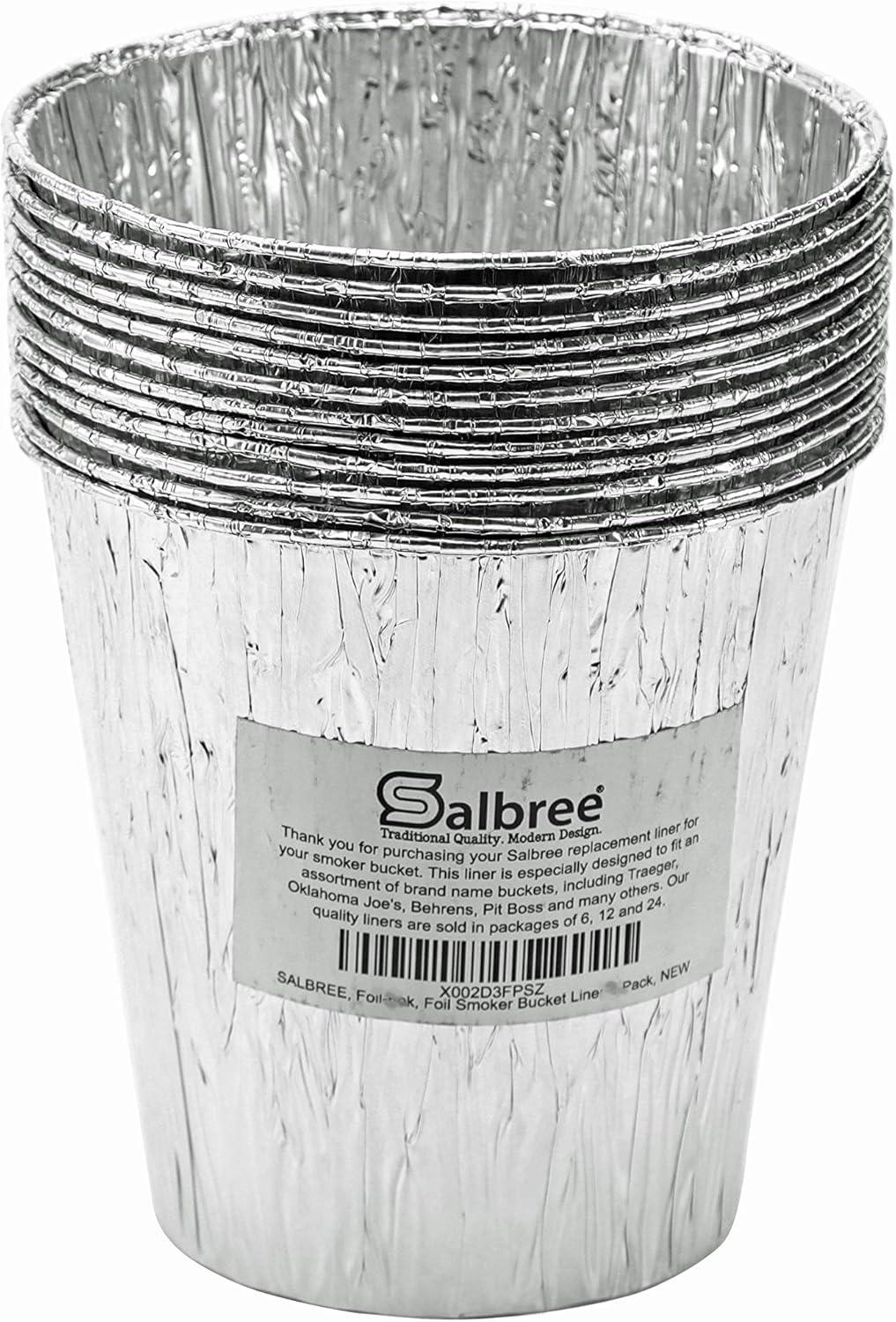 Smoker Bucket Drip Foil Liner Tray for Catching Grease, Compatible with Traeger, Oklahoma Joe, Pit Boss & Other Grill Bucket Accessories for Pro Pellet Oklahoma Joe's (12pk, 5.75x5.75 inches)