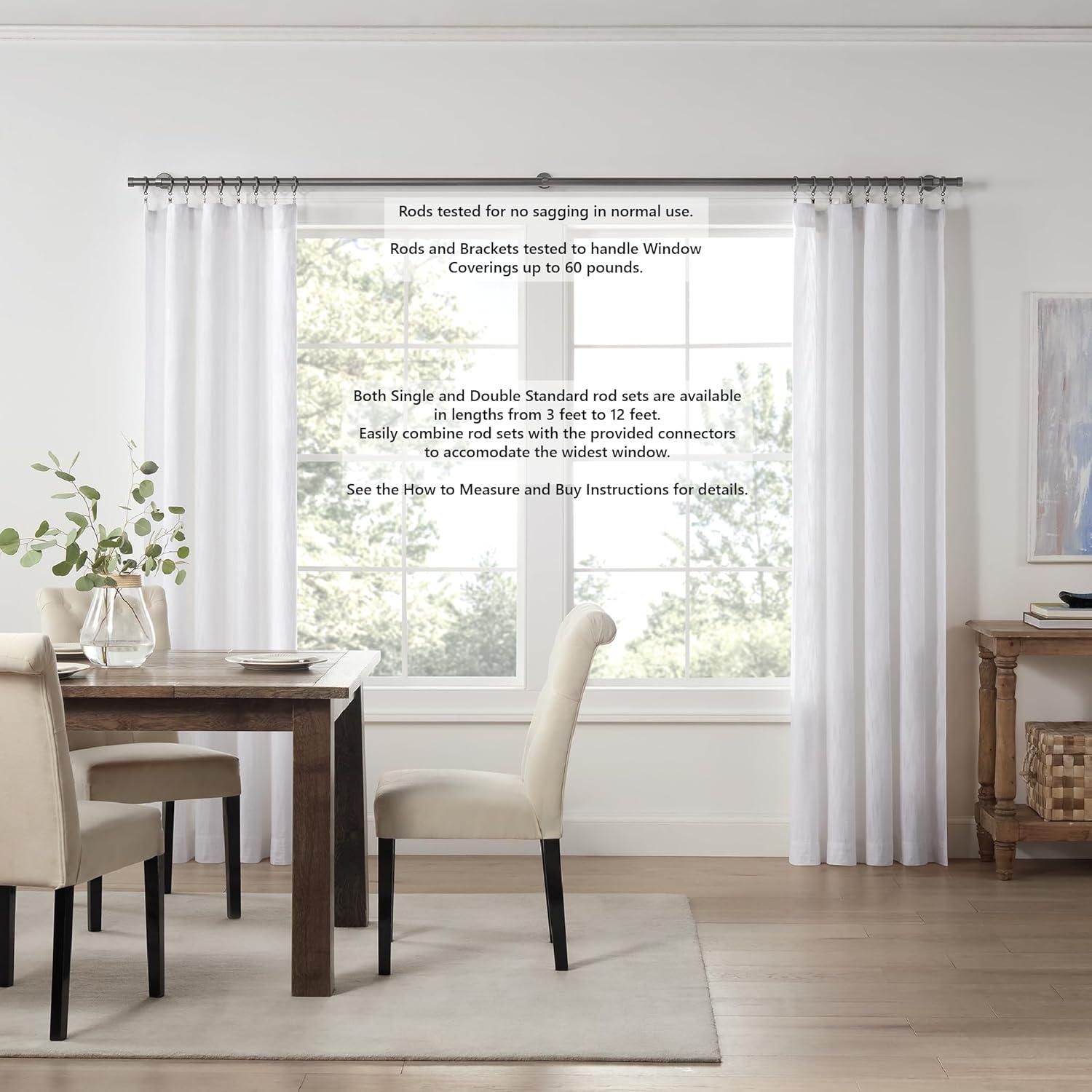 MODE Cambria Designer Series Premium 1-1/8 in Larger Dia. Non-Adjustable Curtain Rod and Designer Brackets