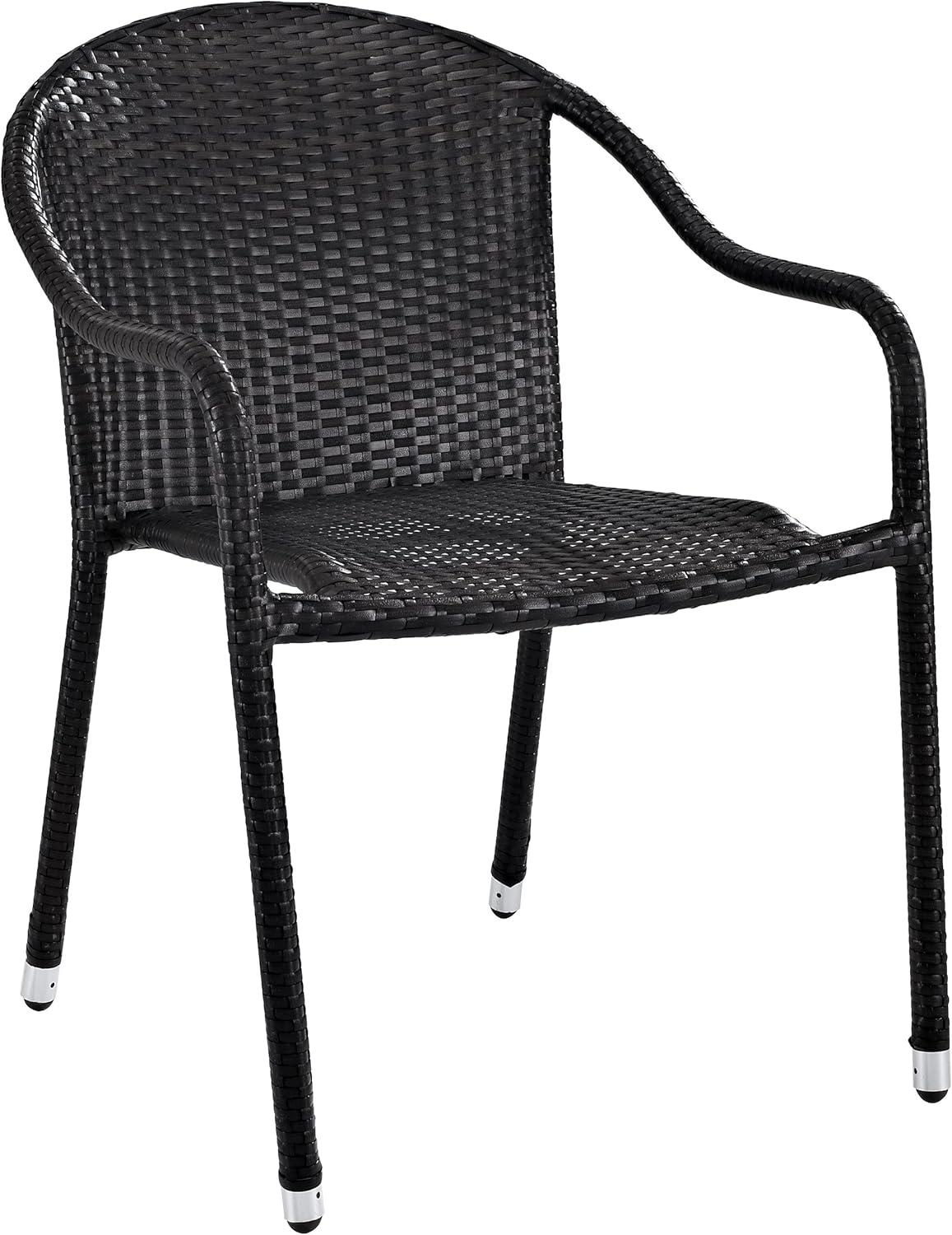 Palm Harbor Black Wicker Outdoor Bistro Chair Set