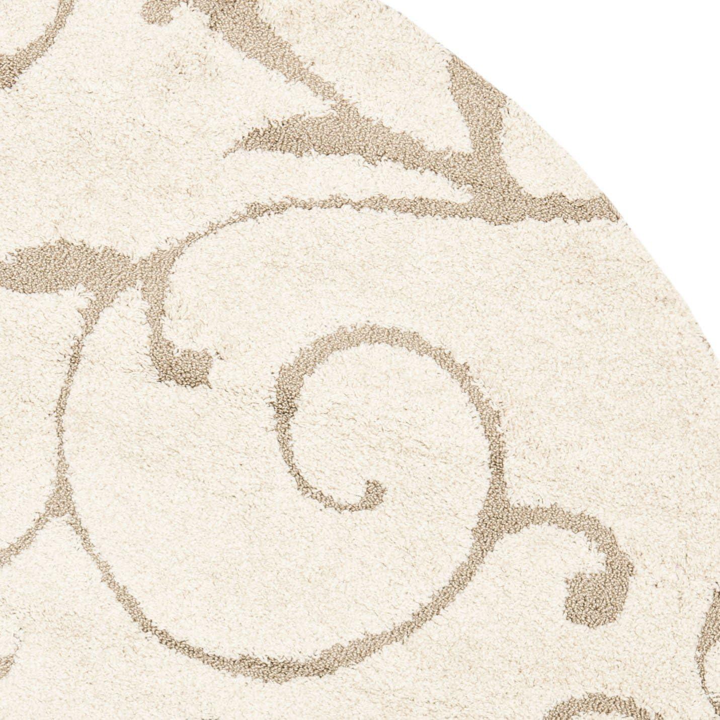 Florida Shag SG455 Power Loomed Indoor Area Rug - Cream/Beige - 5' round - Safavieh.