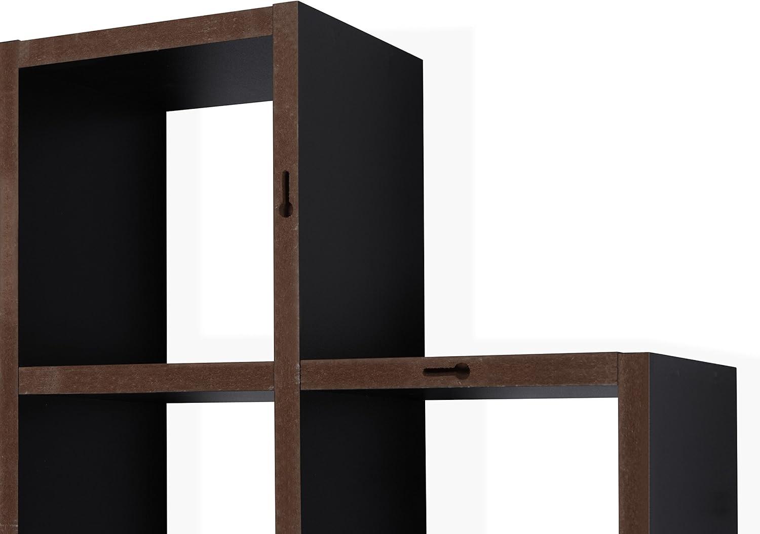 Danya B. 30" x 15.25" Cubby Chessboard Wall Shelf Black : Modern Laminated MDF, Versatile Display