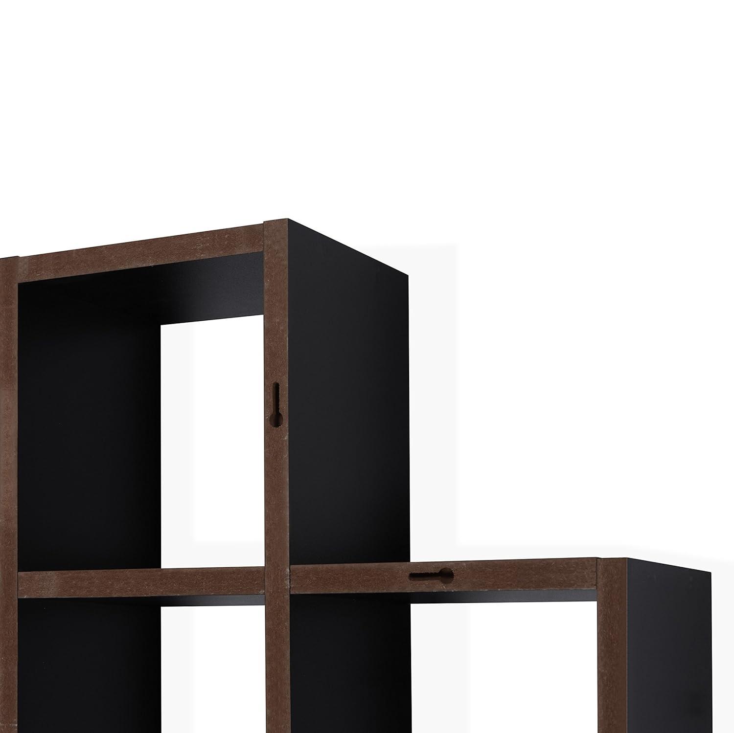 Danya B. 30" x 15.25" Cubby Chessboard Wall Shelf Black : Modern Laminated MDF, Versatile Display