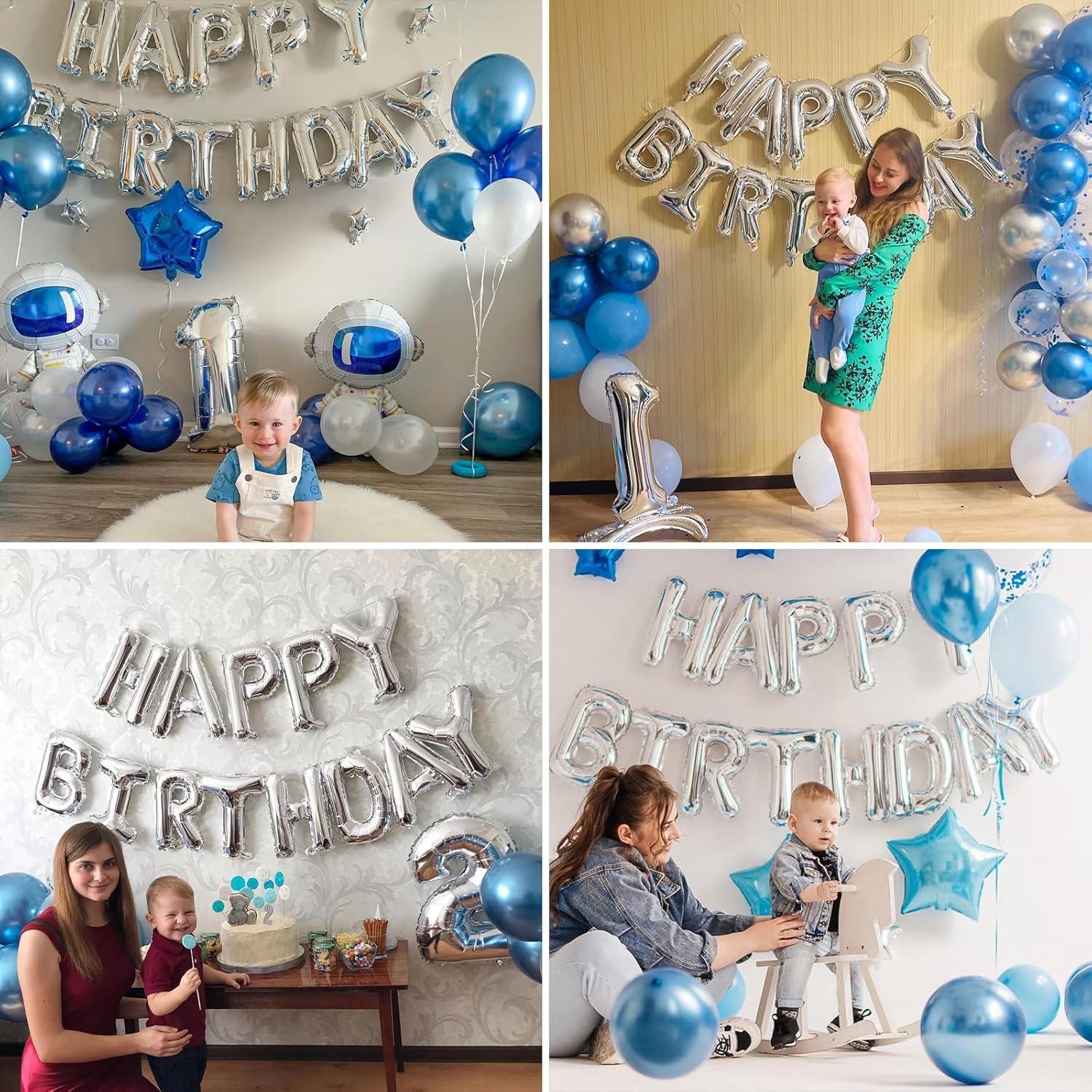 16 inch Happy Birthday Balloons Gold Balloon Banner Aluminum Foil Letters Banner Balloons for Party Supplies and Birthday Decorations