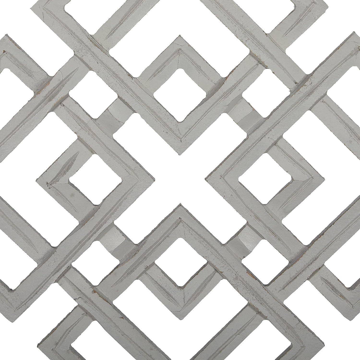 Gray Geometric Carved Wood Wall Decor with Gold Trim