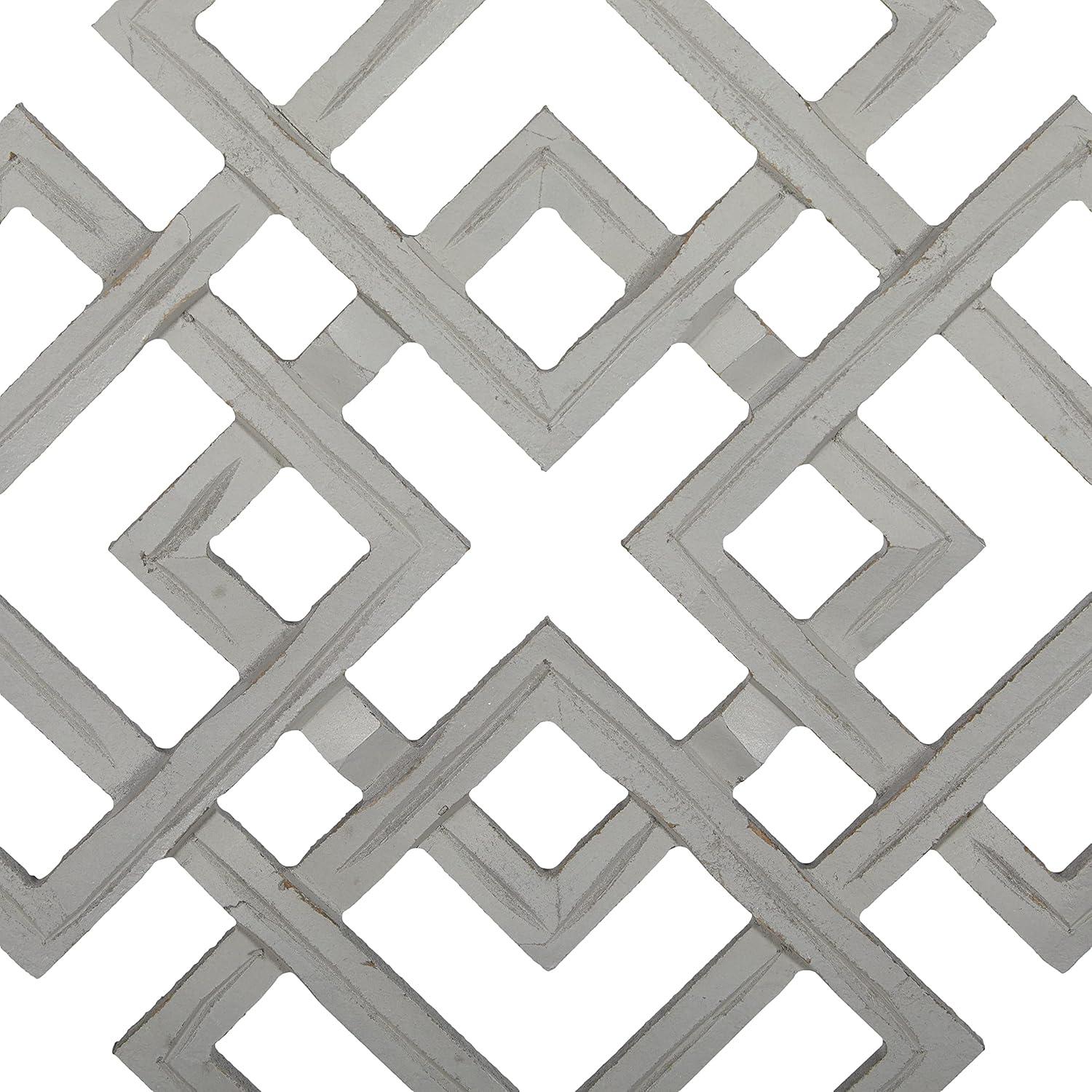 DecMode Gray Wood Carved Geometric Wall Decor