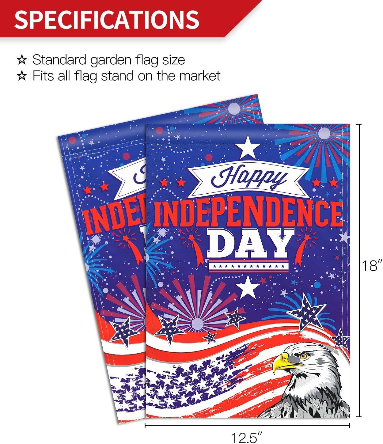 ANLEY Double Sided Premium Garden Flag, July 4th Independence Day USA American Memorial Garden Flags - 18 x 12.5 Inch