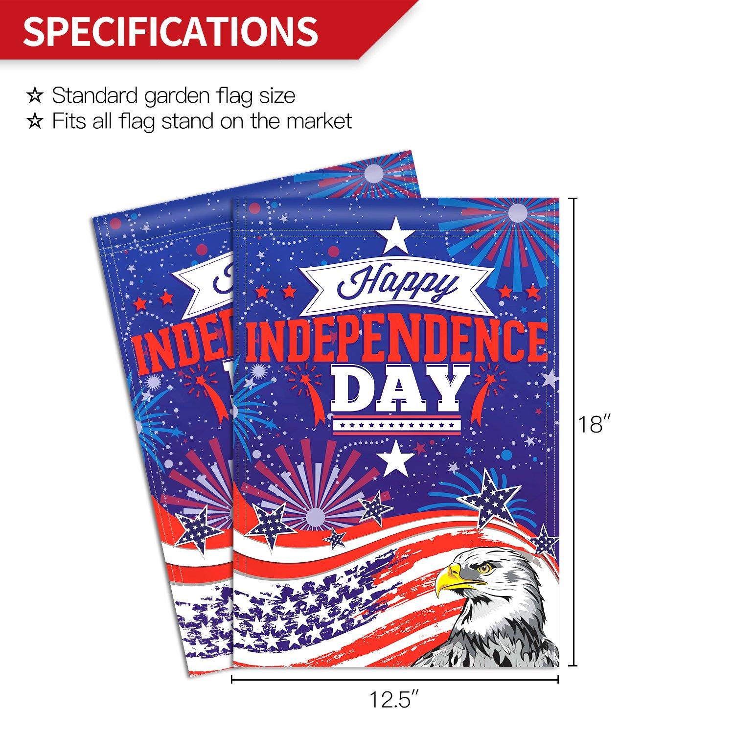 ANLEY Double Sided Premium Garden Flag, July 4th Independence Day USA American Memorial Garden Flags - 18 x 12.5 Inch