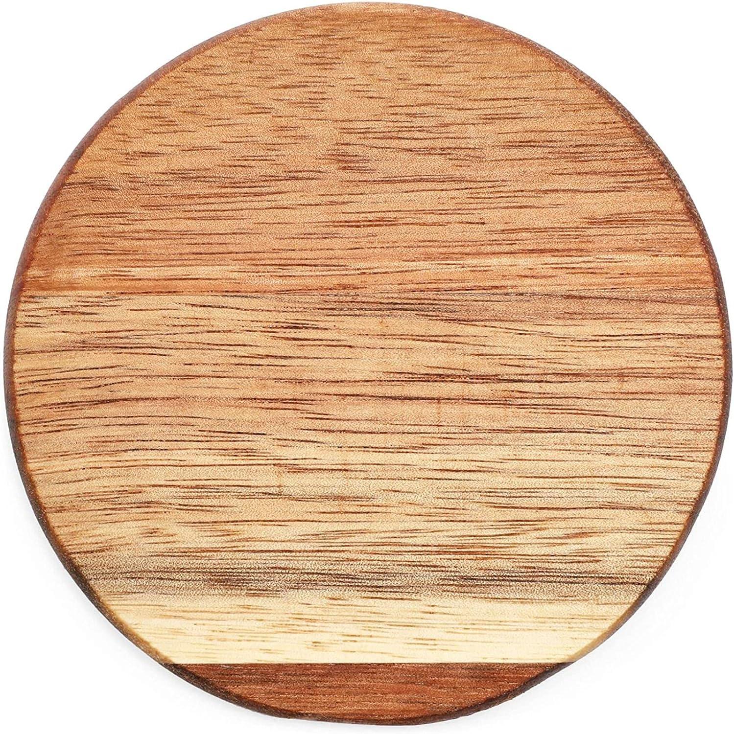 Juvale 8 Pack Acacia Wood Coasters for Coffee Table - Wooden Coasters for Drinks, Dining Table, Bar (4 In)