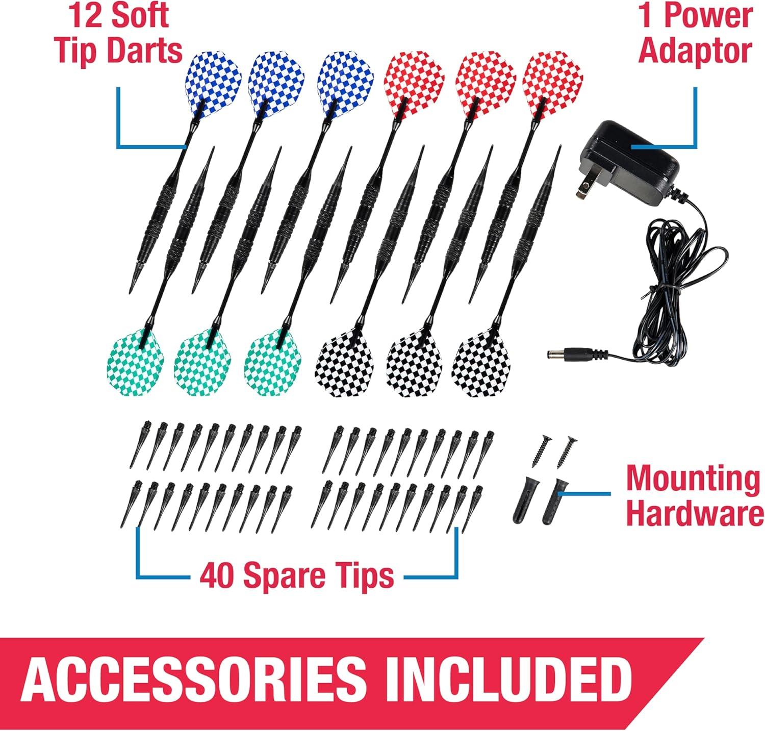 MD Sports MD Sports Elmhurst Electronic Dartboard Cabinet with Digital Scorekeeping and Soft Tip Dart Set