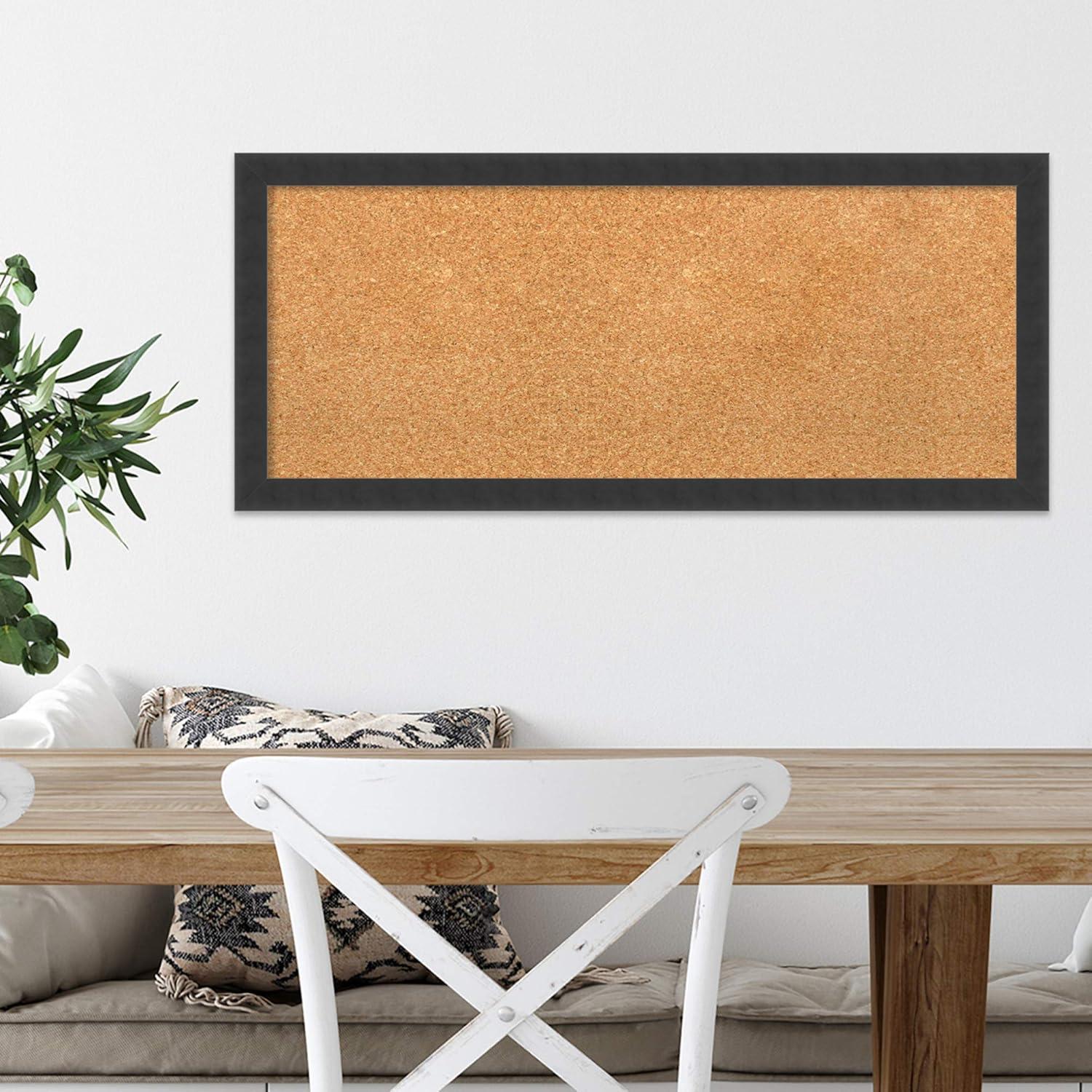 Amanti Art Natural Cork Board Wood Framed Mezzanotte Black Bulletin Board 32 in. x 14 in.
