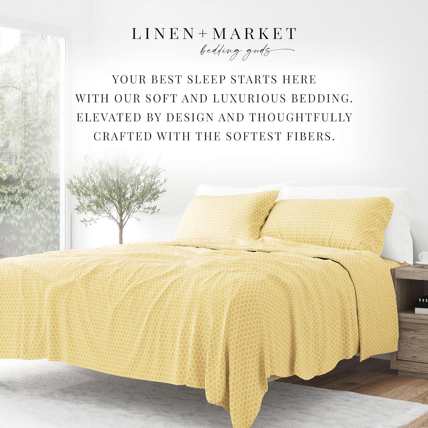 California King Yellow Honeycomb Print Microfiber Sheet Set