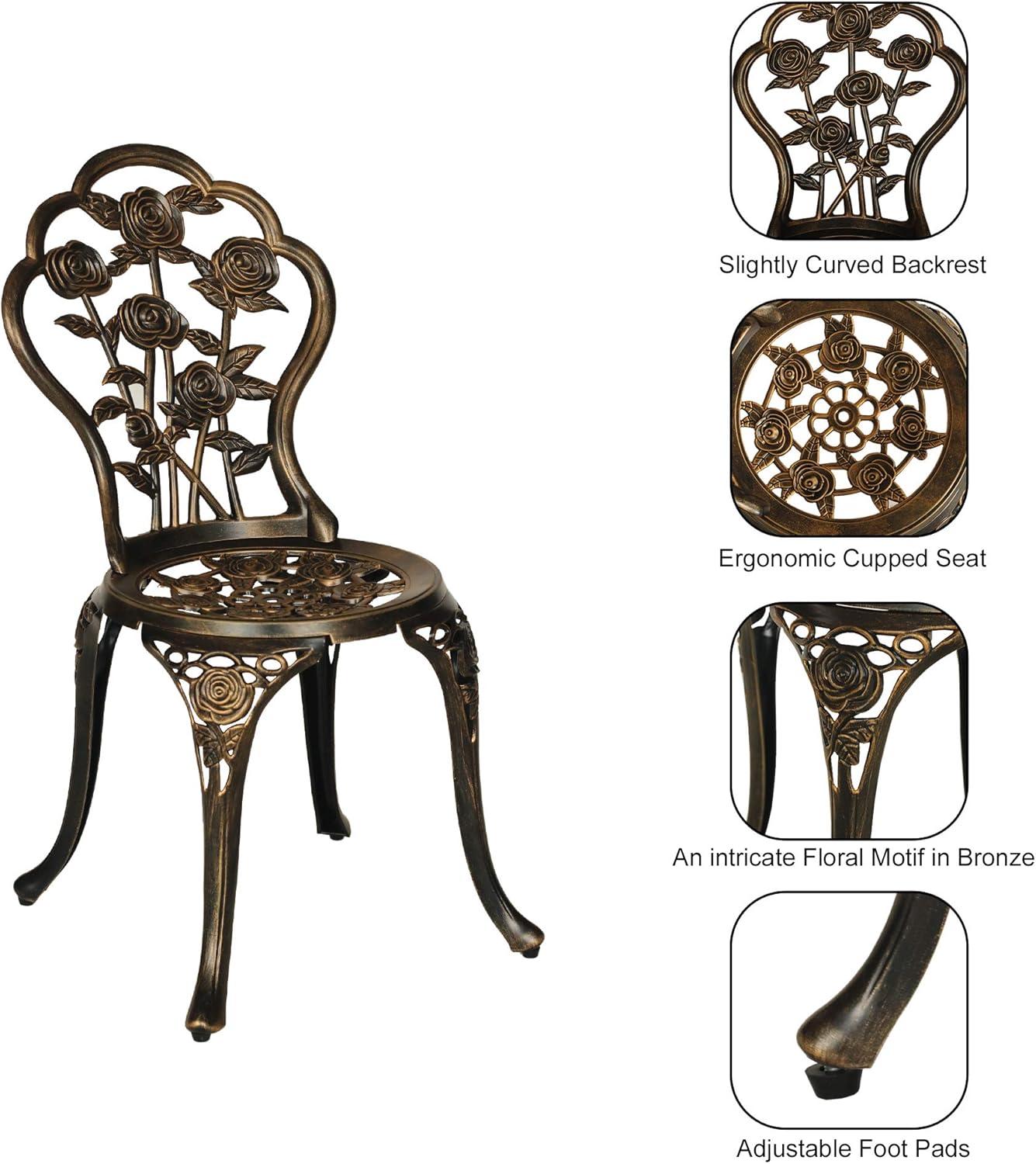 Bloomsbury Market Busselton Round 4 - Person Cast Aluminum Patio Bistro Set Brown