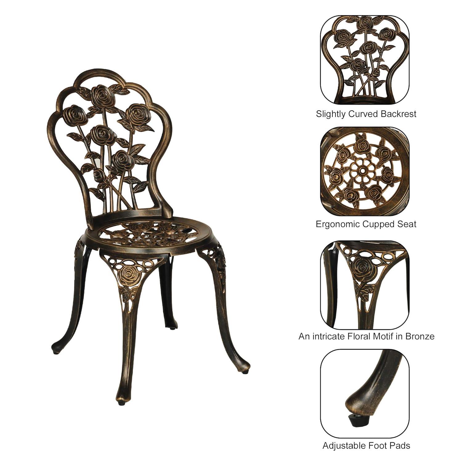 Bloomsbury Market Busselton Round 4 - Person Cast Aluminum Patio Bistro Set Brown