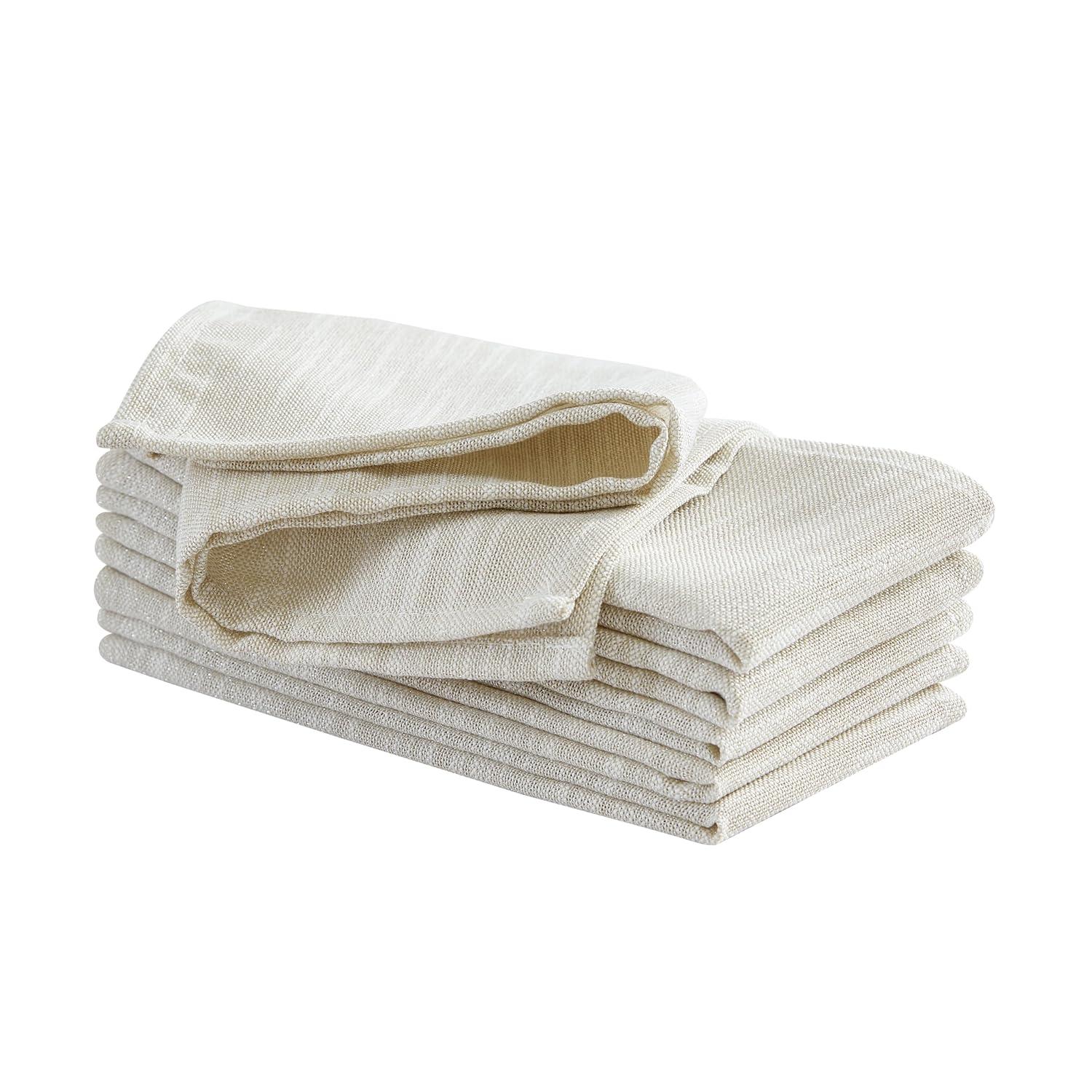 Laura Ashley Arabesque Luxurious Shimmery Fabric Tablecloth Napkins for Formal Dining, Holiday, Wedding or Party, Set of 6 Napkins, Silver