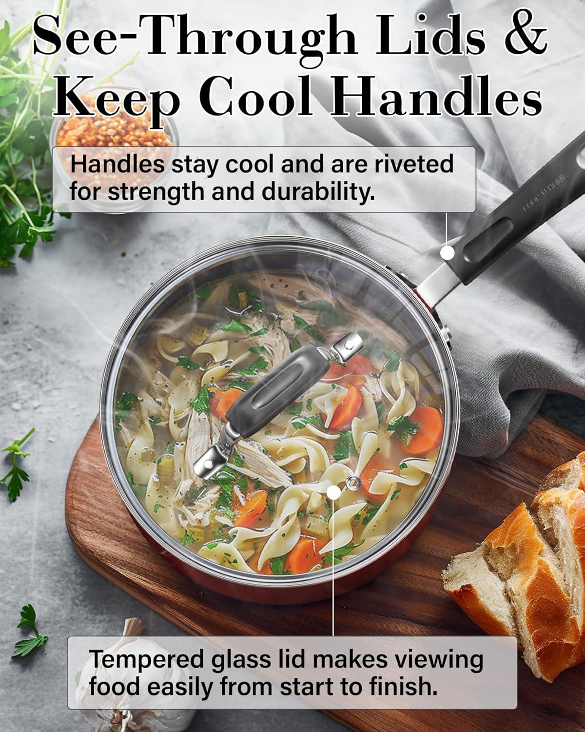 Cook N Home Cook N Home Non-Stick Aluminum Pots and Pans Kitchen Cookware Set 12 Piece