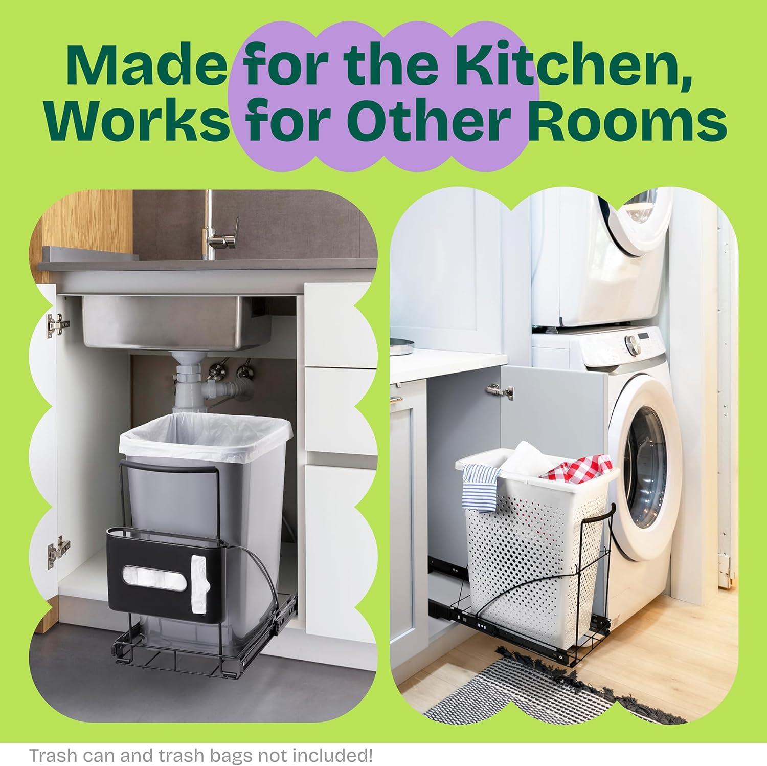 Black Steel Pull-Out Under Cabinet Trash Can Slider