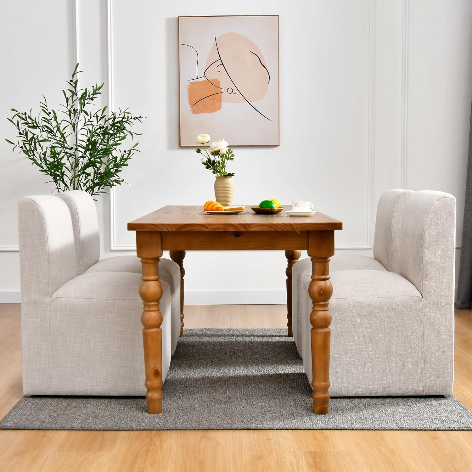 Gray Linen Upholstered Dining Chair with Swivel Seat