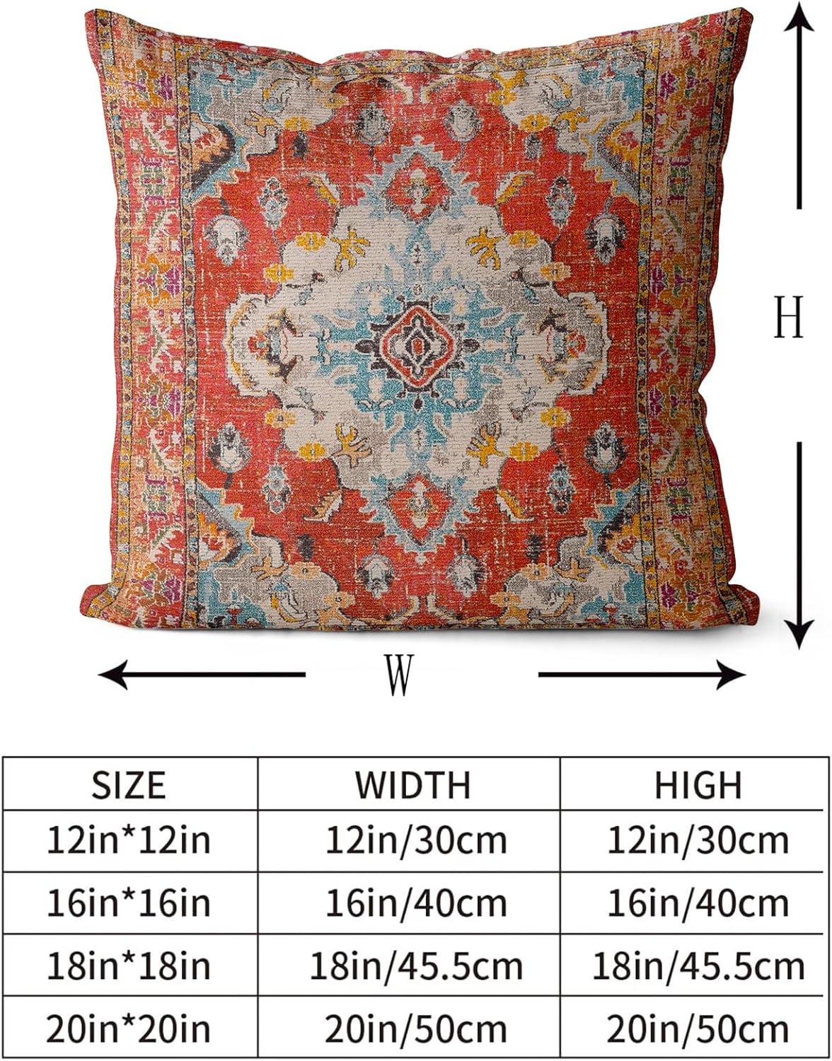Boho Green Throw Pillow Covers 18x18 inch Set of 2,Bohemian Carpet Double Sided Pattern Soft Plush Cushion Cover for Couch Sofa Bed Decorative,Only Pillowcase (No Insert)