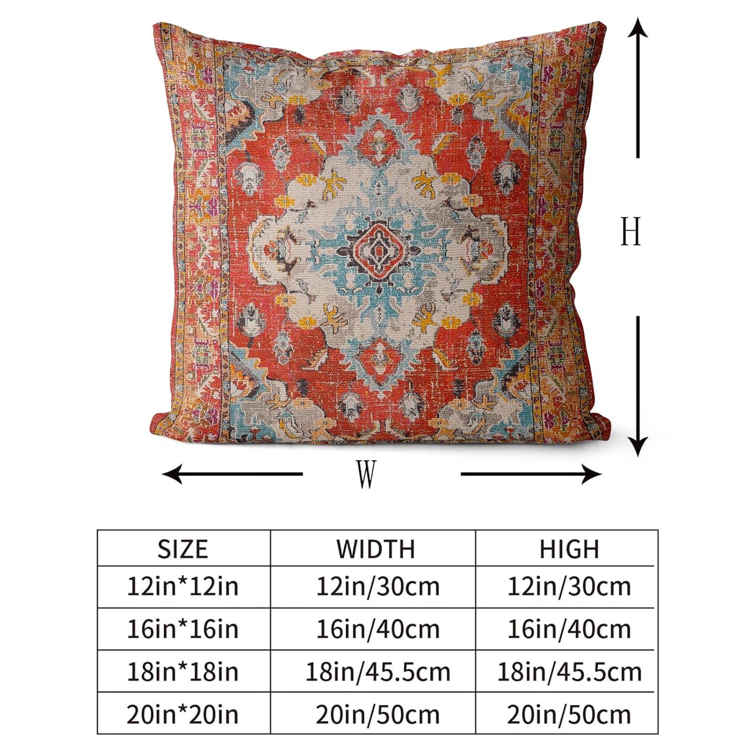 Boho Green Throw Pillow Covers 18x18 inch Set of 2,Bohemian Carpet Double Sided Pattern Soft Plush Cushion Cover for Couch Sofa Bed Decorative,Only Pillowcase (No Insert)