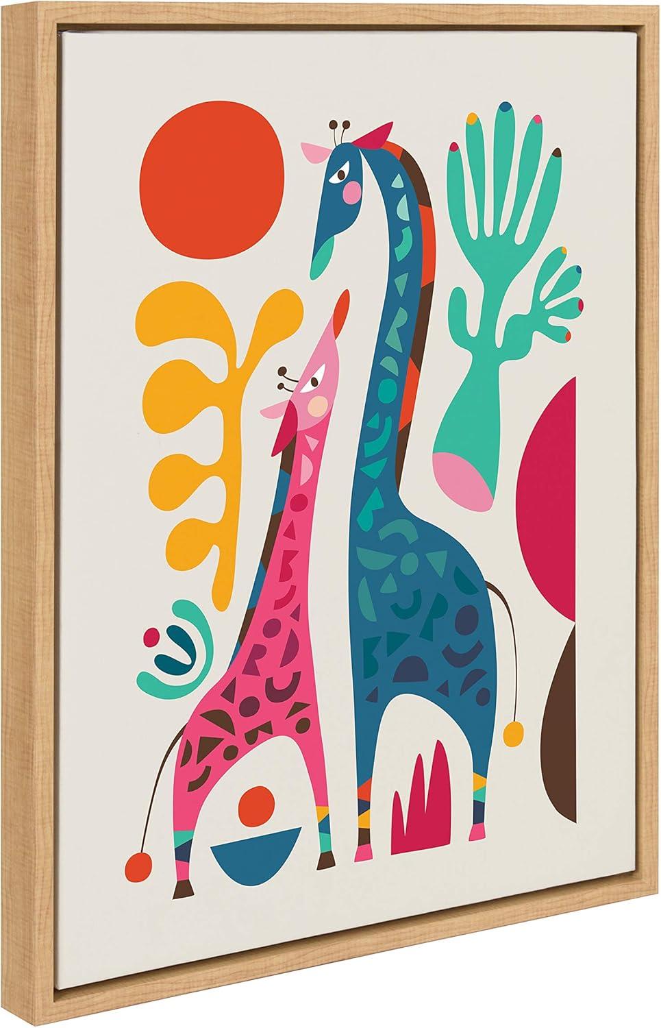 Sylvie Giraffe Love Framed Canvas by Rachel Lee of My Dream Wall - Kate & Laurel All Things Decor