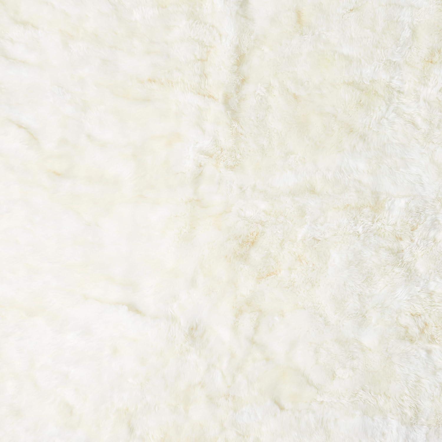 Sheep Skin SHS211 Hand Woven Area Rug - Natural/White - 6'x6' - Safavieh.