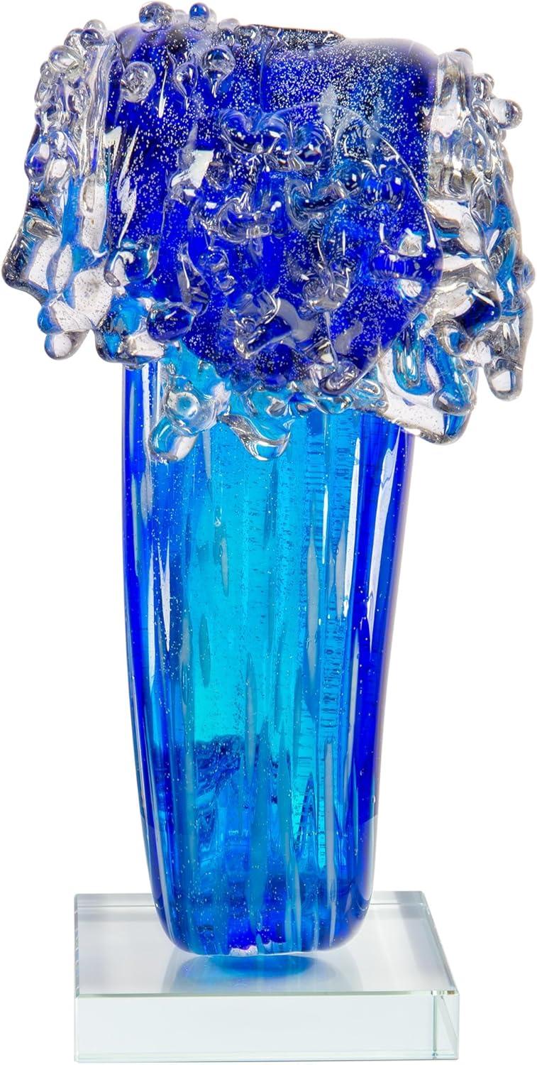 Pacific Wave Glass Sculpture/Figurine in Blue Finish