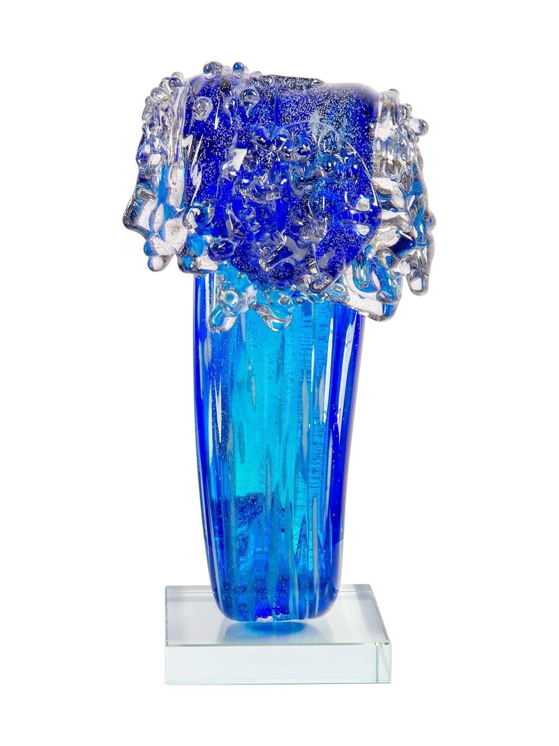 Pacific Wave Glass Sculpture/Figurine in Blue Finish