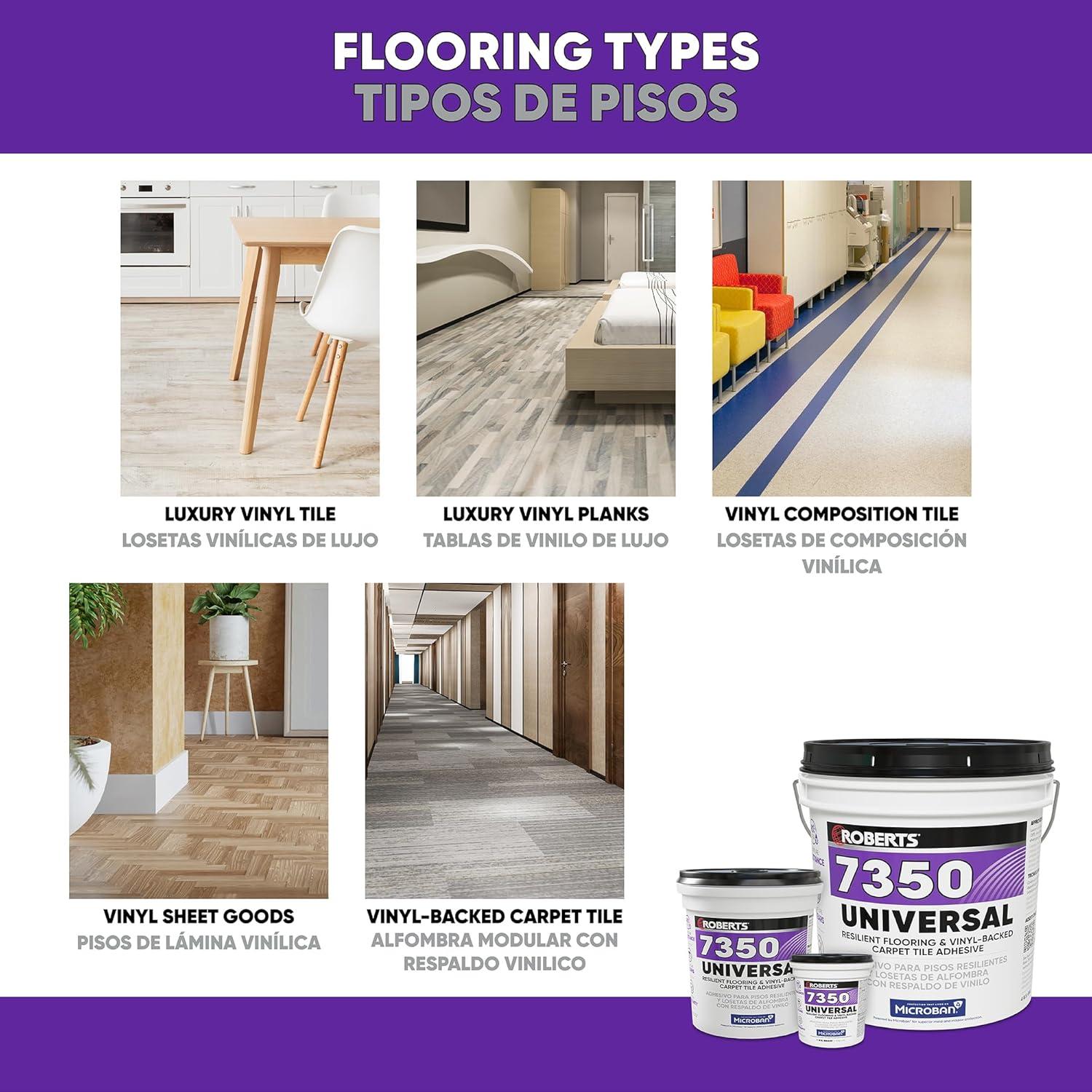 QEP Roberts 7350-1 Off White Flooring Adhesive 1 gal for Luxury Vinyl Tile, Plank