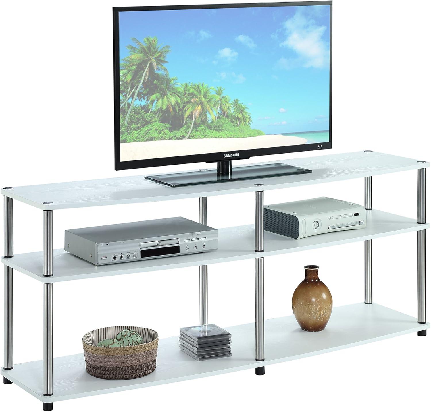 Convenience Concepts Designs2Go No Tools 3 Tier Wide TV Stand for TVs up to 65 Inches, White