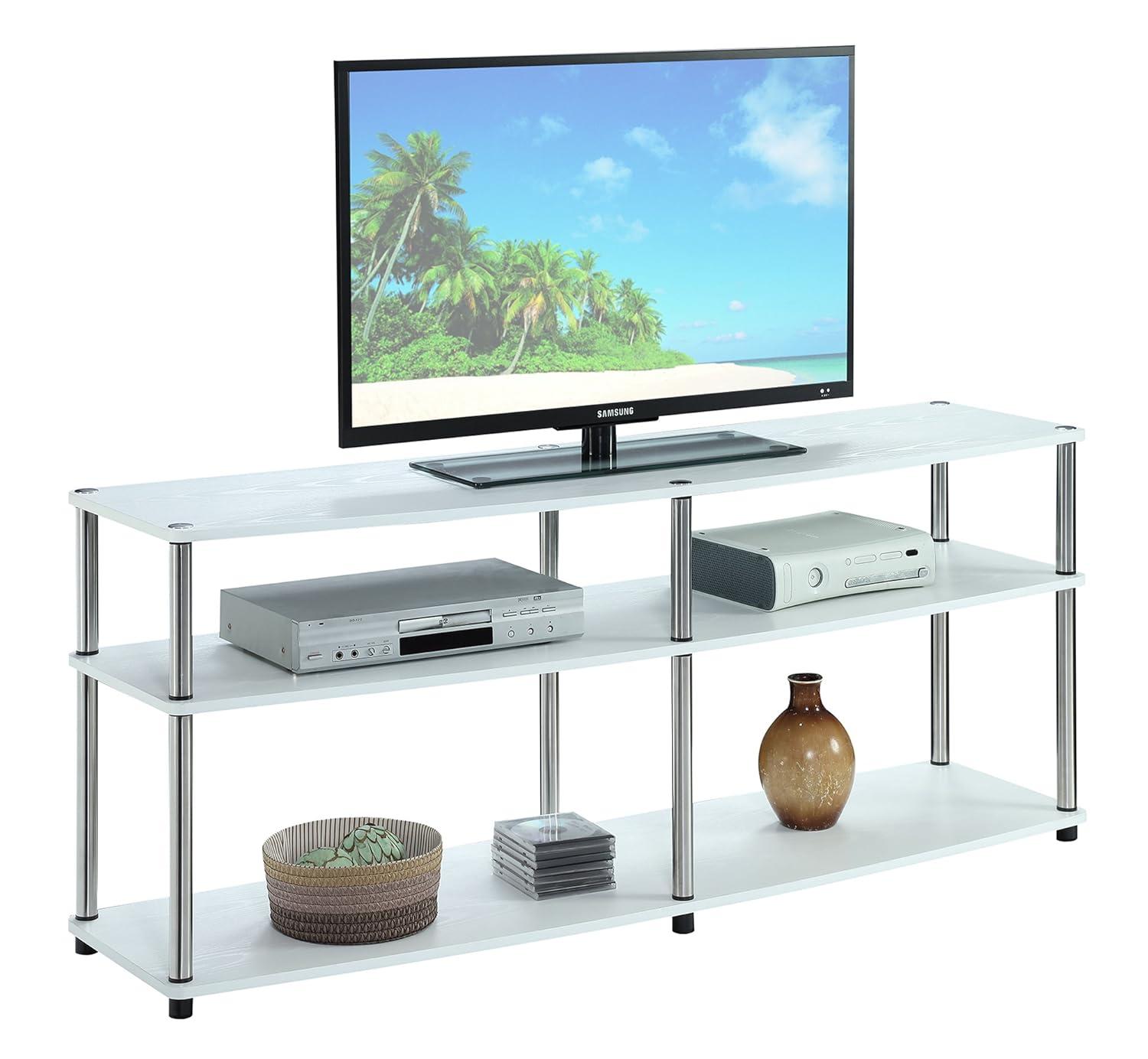 Convenience Concepts Designs2Go No Tools 3 Tier Wide TV Stand for TVs up to 65 Inches, White