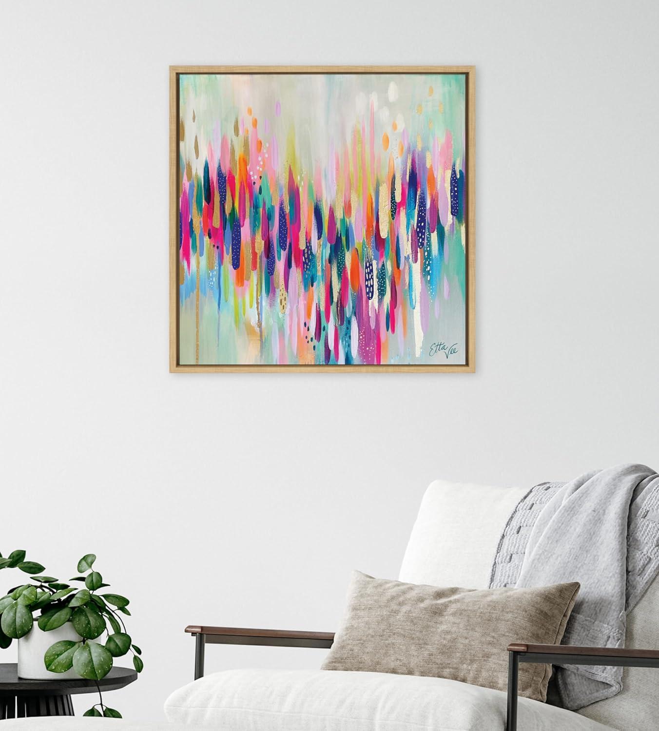Kate & Laurel All Things Decor 22"x22" Sylvie Brushstroke 154 Framed Wall Art by EttaVee Bright Gold Modern Abstract Colorful Fun Wall Art