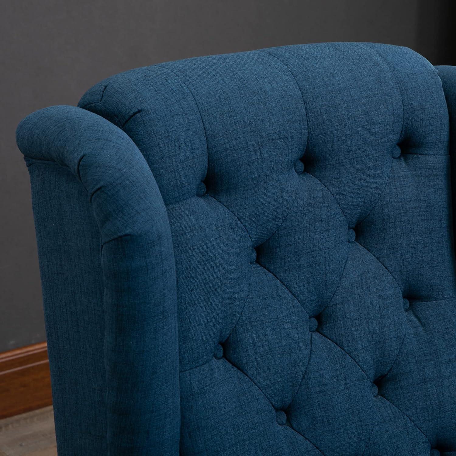 HOMCOM Button-Tufted Accent Chair with High Wingback, Blue