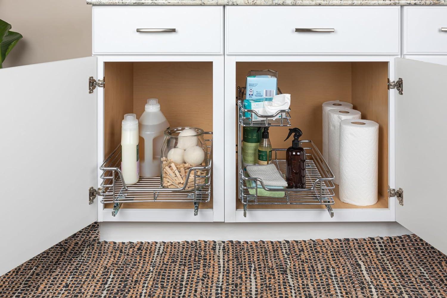 Chrome-Plated Steel 2-Tier Under Sink Organizer Shelf