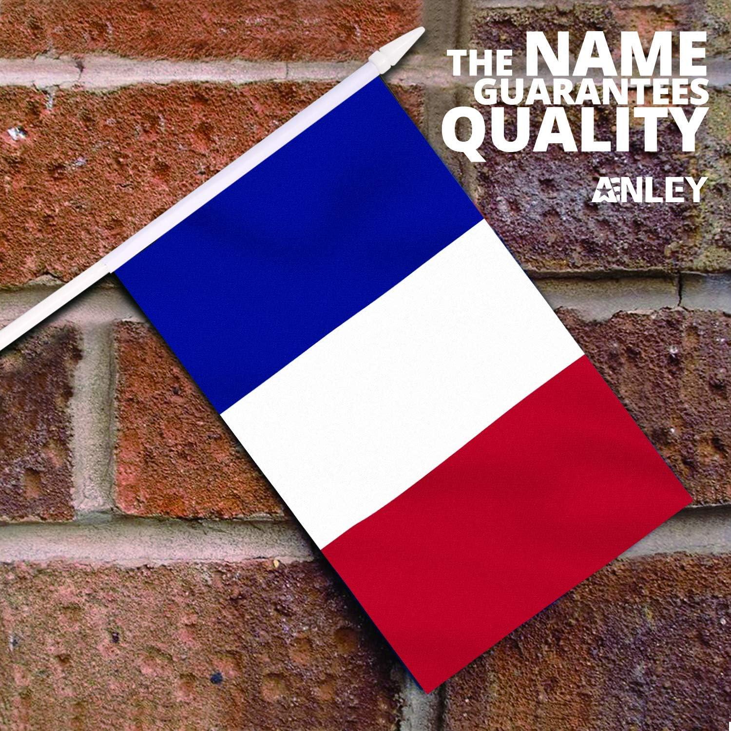 Anley France Mini Flag 12 Pack - Hand Held Small Miniature French Flags