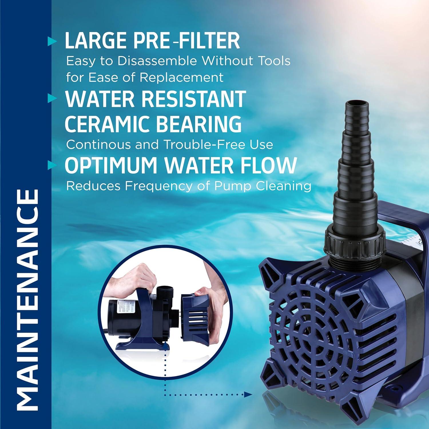 Blue Submersible Water Pump with 33 FT Cord for Ponds