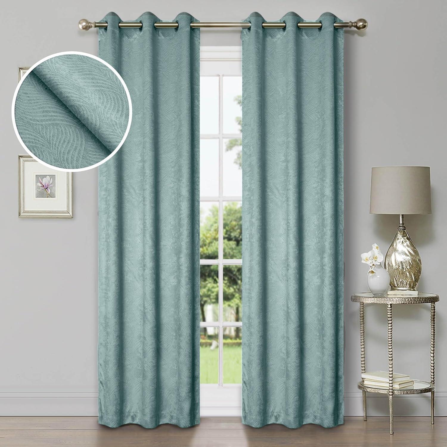 Superior Waverly Blackout Curtains, Rod Pocket, Set of 2, 42" x 108", Teal
