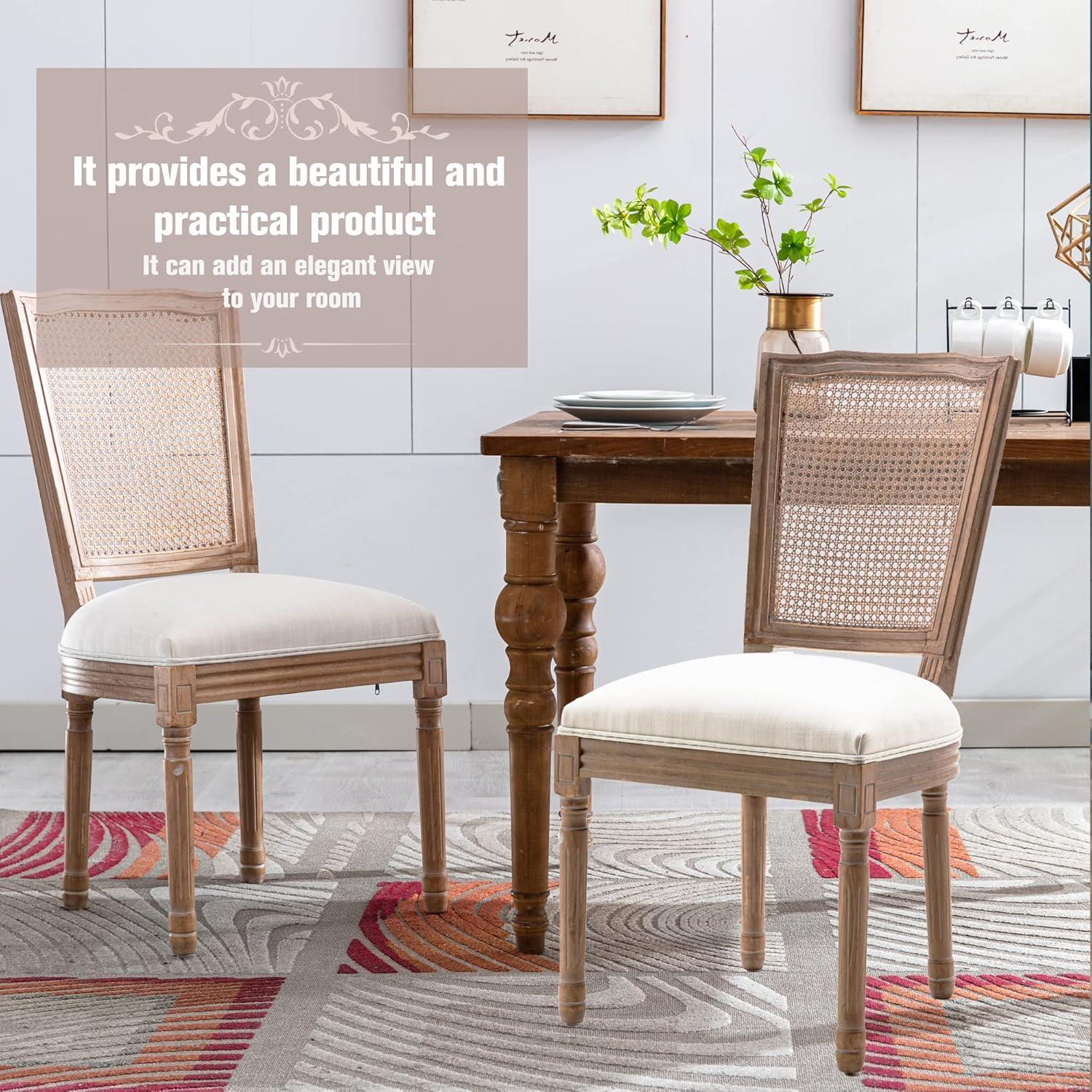 One Allium Way® French Style Vintage Solid Wood Upholstered Dining Chair (Set of 4)
