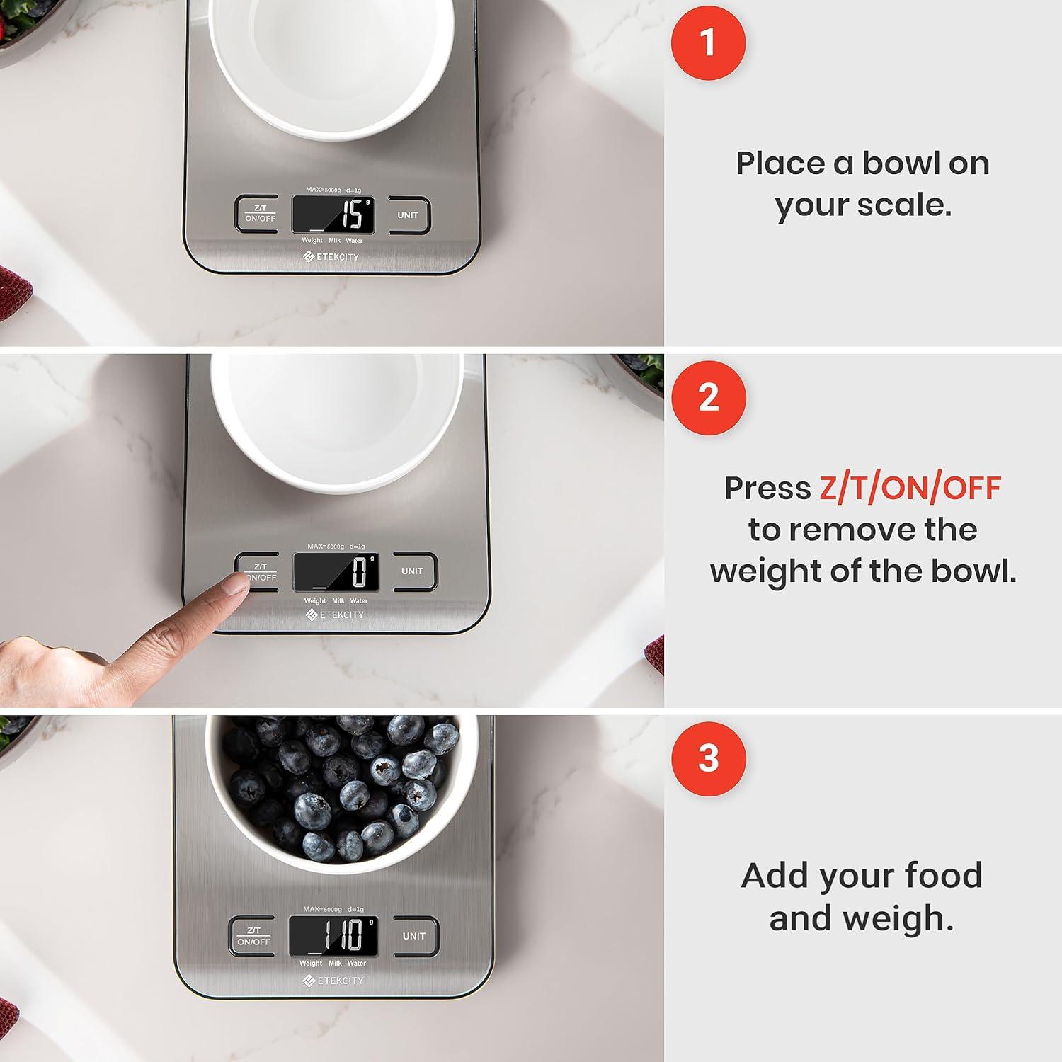 Etekcity 11lb Stainless Steel Digital Kitchen Scale with LCD Display