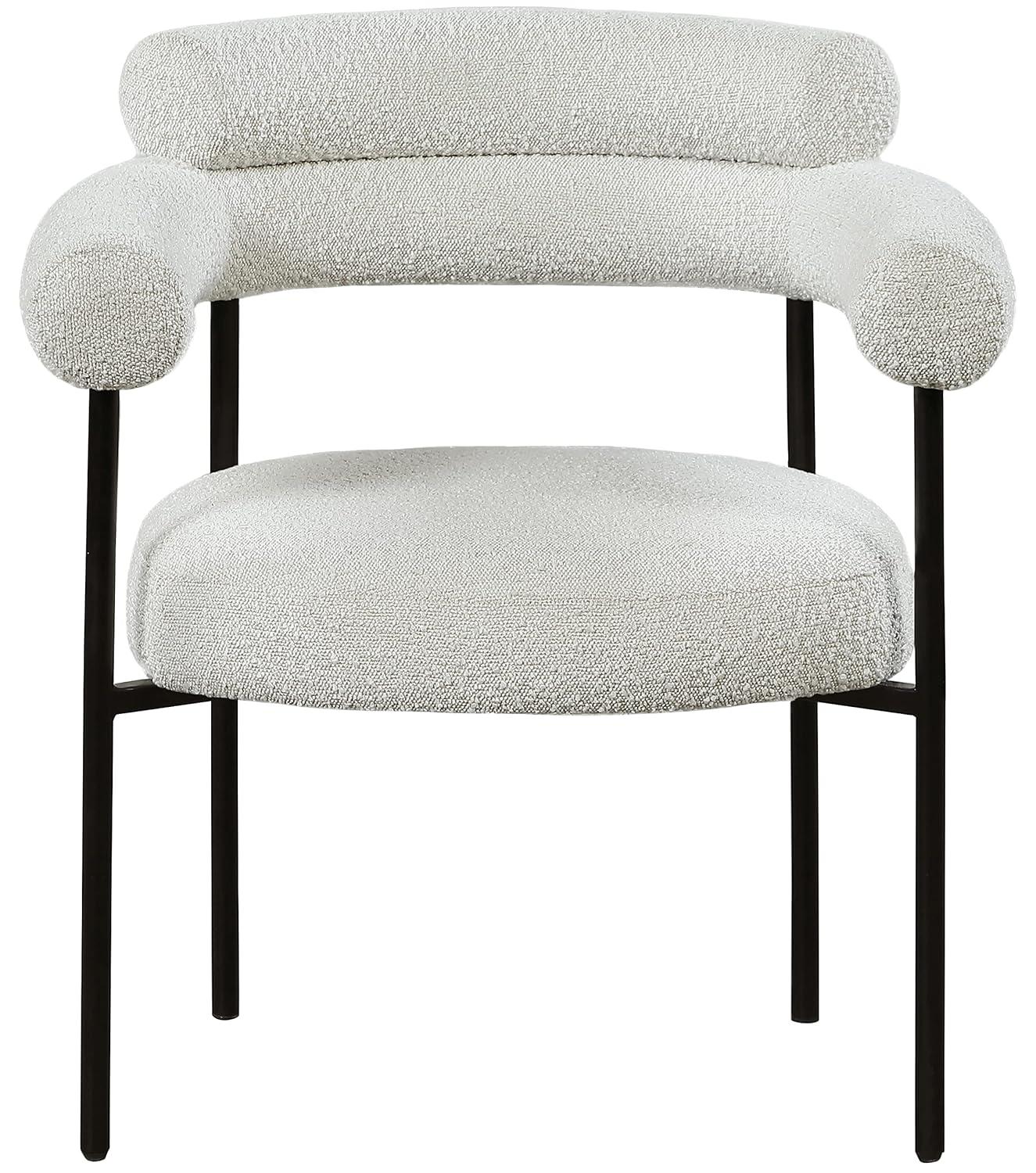 Blake Cream Boucle Fabric Arm Chair with Black Metal Frame