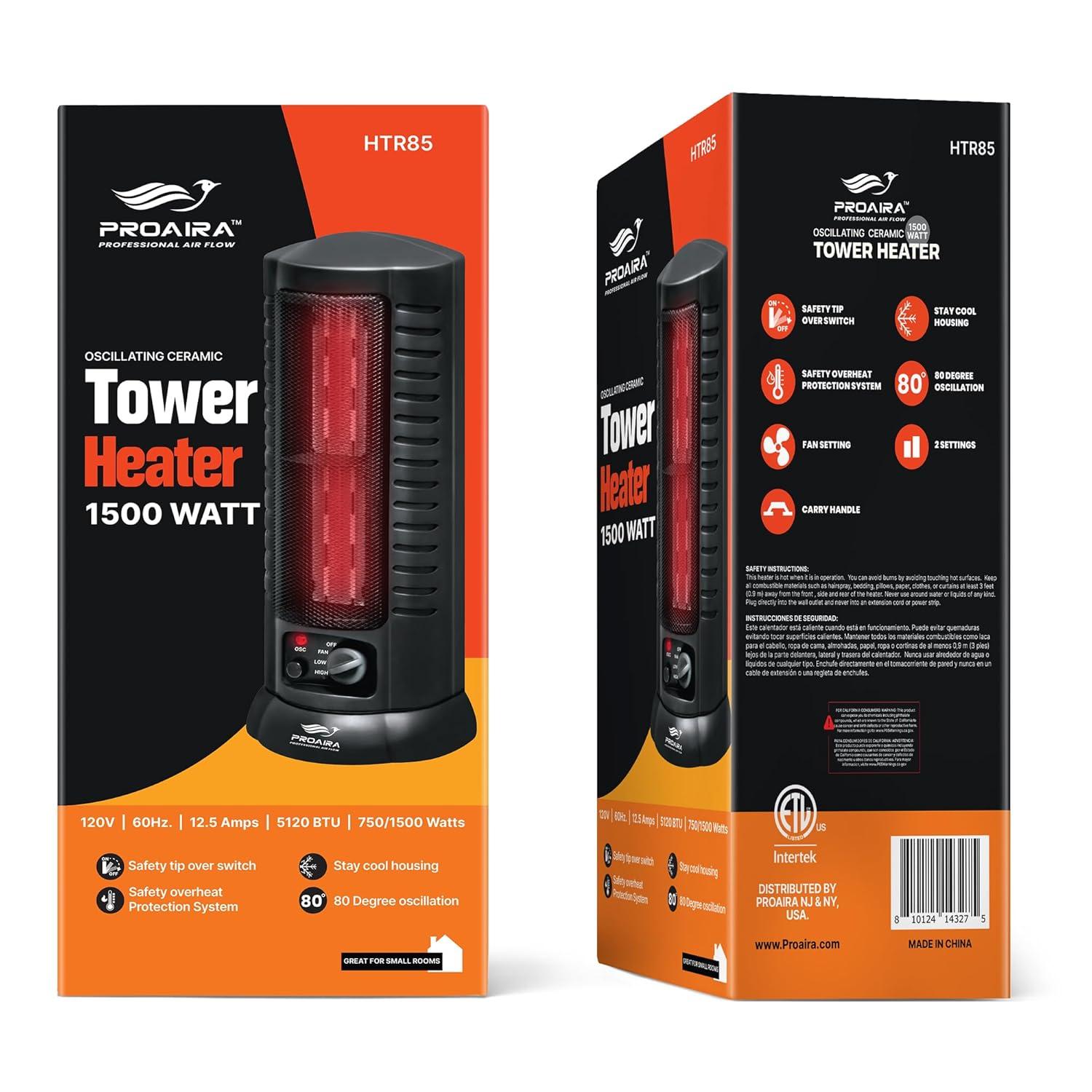 Proaira 750 Watt 5120 BTU Electric Tower Space Heater