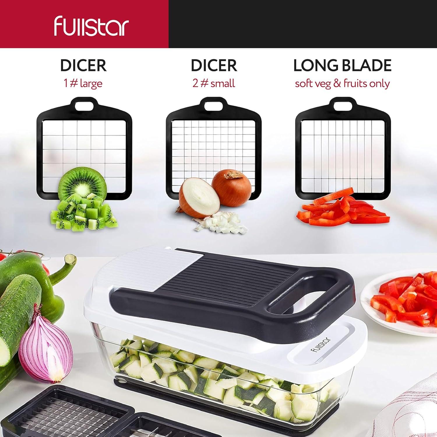 Fullstar - Vegetable Chopper, Food Chopper with Storage Container - 3 Blades, White