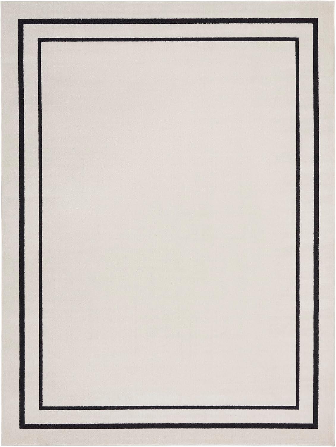 Ivory & Black Contemporary Outdoor 8' x 10' Polypropylene Area Rug