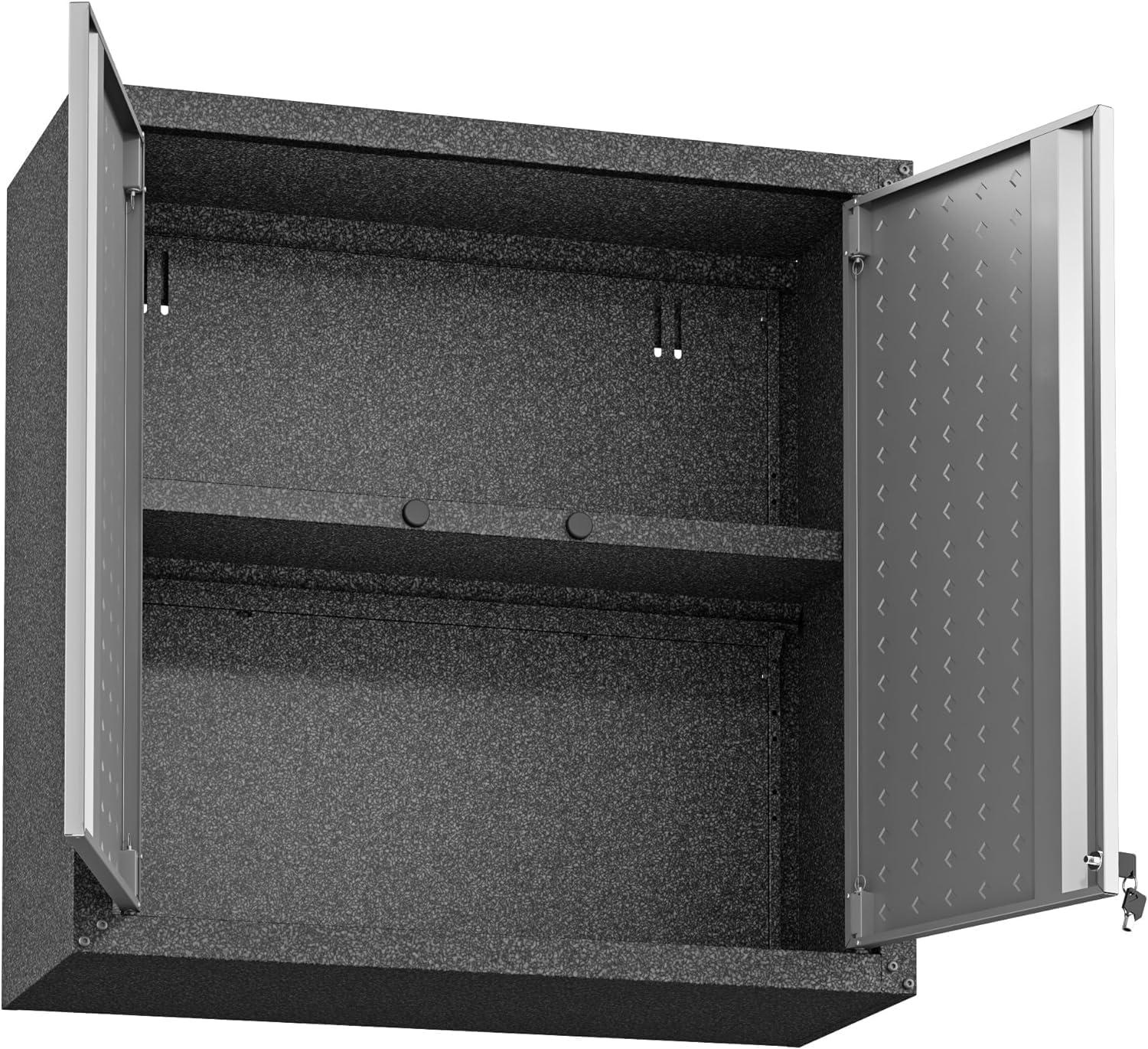 Manhattan Comfort Fortress Floating Garage Storage Cabinet, Black/Grey