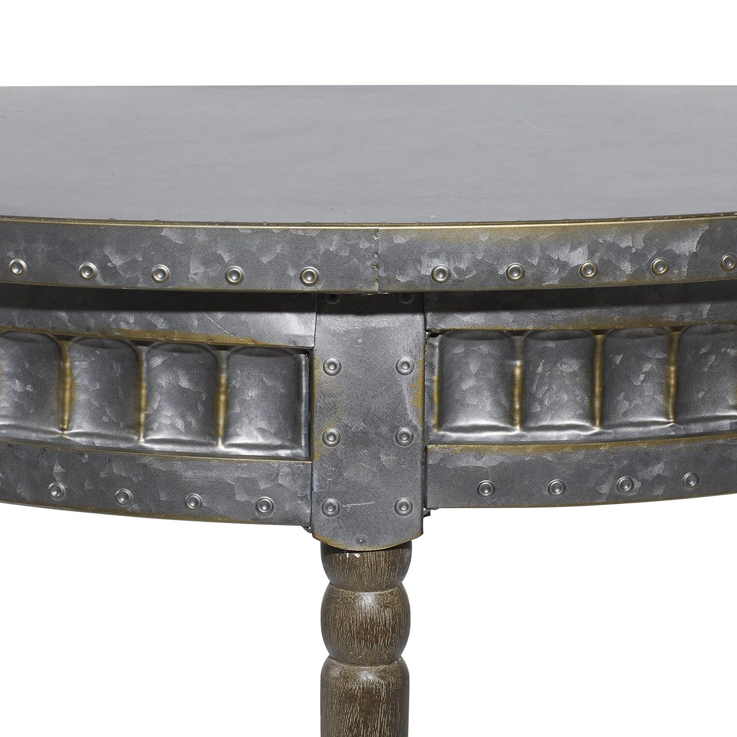 Traditional Half Round Side Table Beige - Olivia & May: Sturdy Iron Entryway Console with Shelf