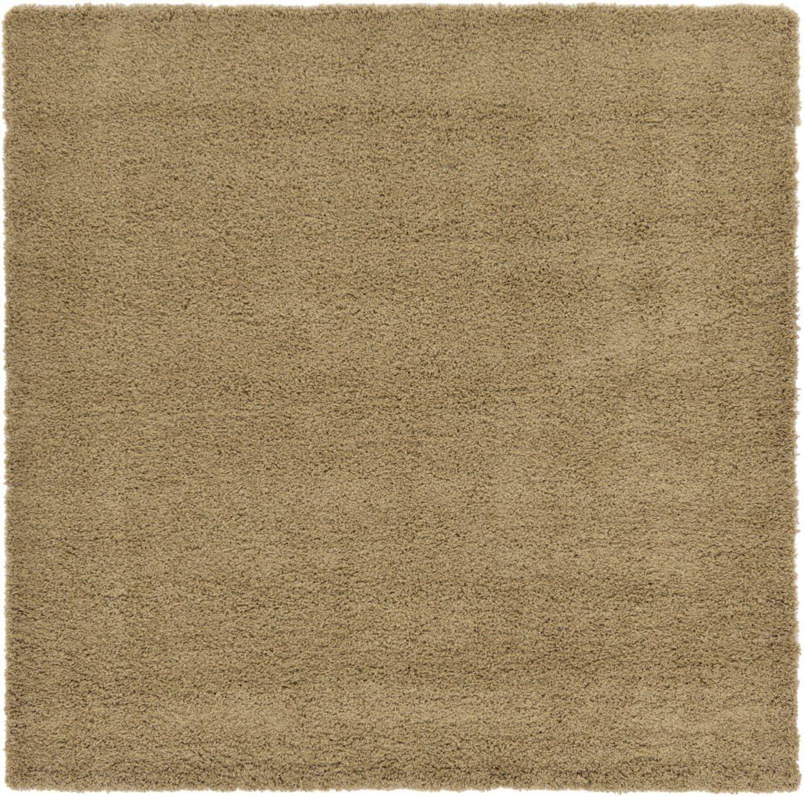 Sandy Brown Square Shag Rug with Easy Care