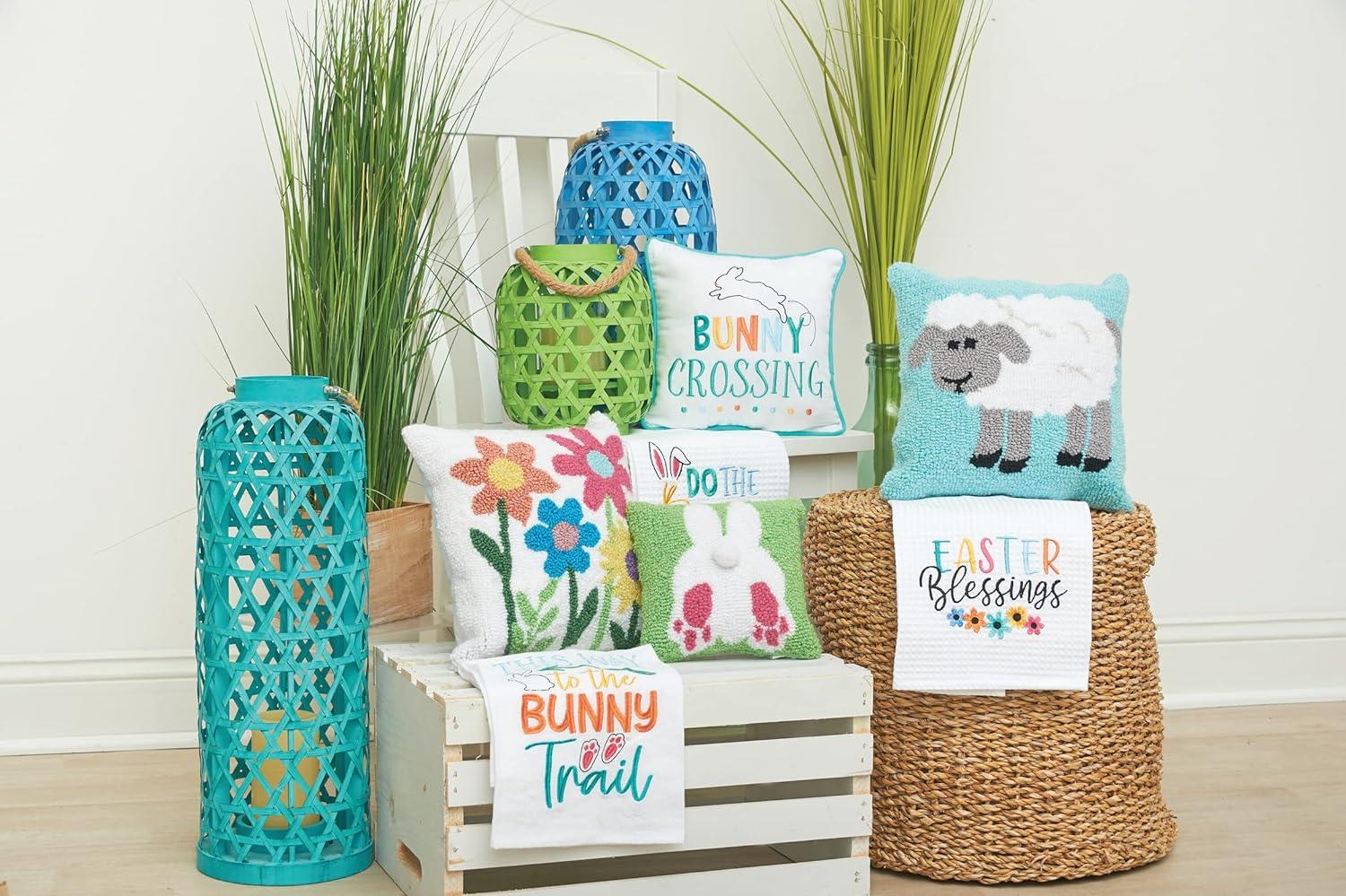 C&F Home 12" x 12" Fluffy Sheep Hooked Spring Easter Themed Small/Petite Accent Throw Pillow