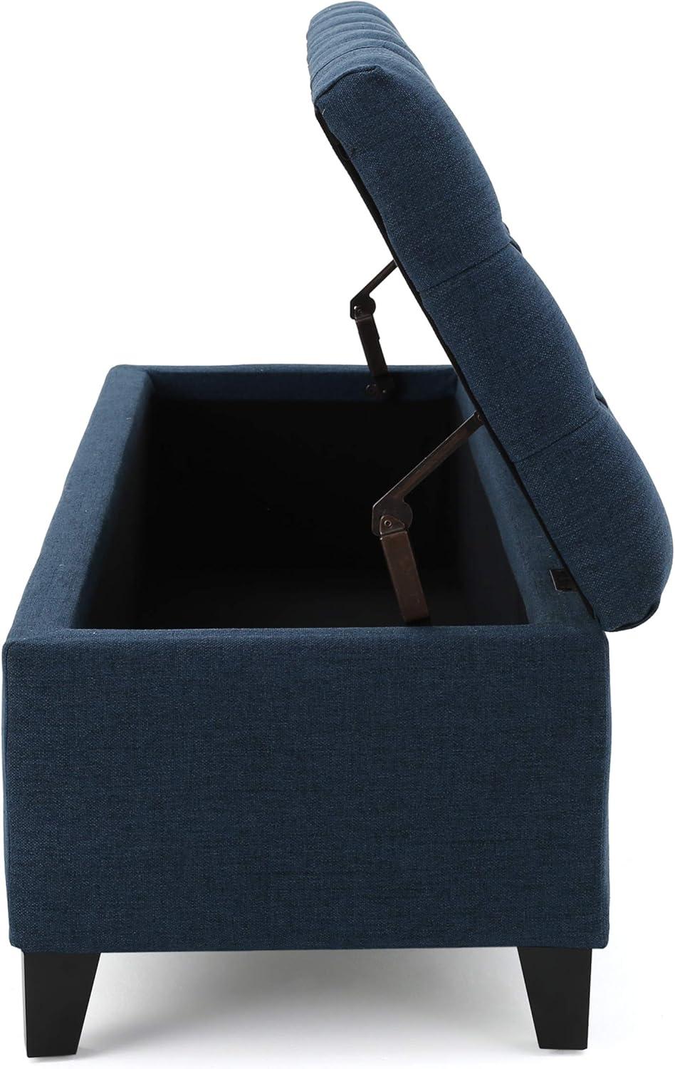 Ottilie Storage Ottoman Dark Blue - Christopher Knight Home: Upholstered Bedroom Seating with Tufted Lid